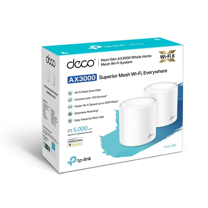 Безжична WiFi Mesh система TP-Link Deco X60(2-pack) AX3000