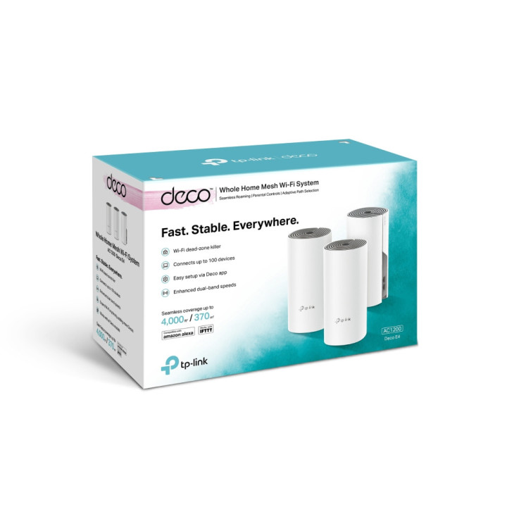 Безжична Mesh WiFi система TP-Link Deco E4 AC1200 (3-pack)