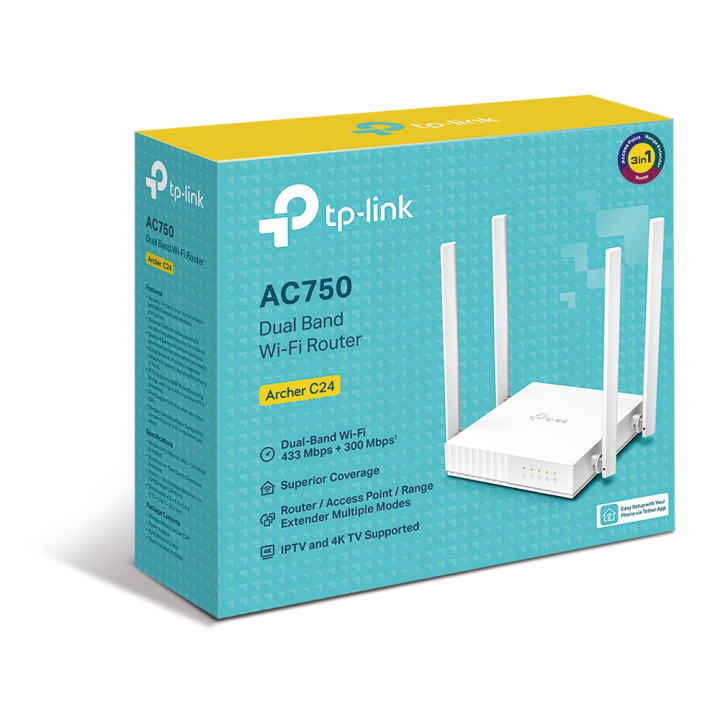 Двулентов безжичен рутер TP-Link Archer C24 AC750