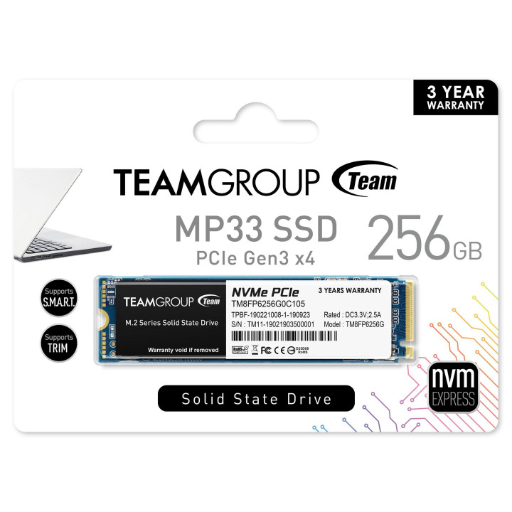 SSD диск Team Group 256GB MP33 M.2 2280 PCI-e 3.0 x4 NVMe