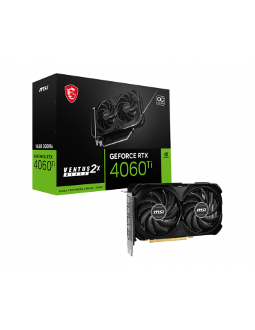 Видео карта MSI Nvidia GeForce RTX 4060 Ti VENTUS 2X BLACK 16G OC, 16GB GDDR6, 128bit