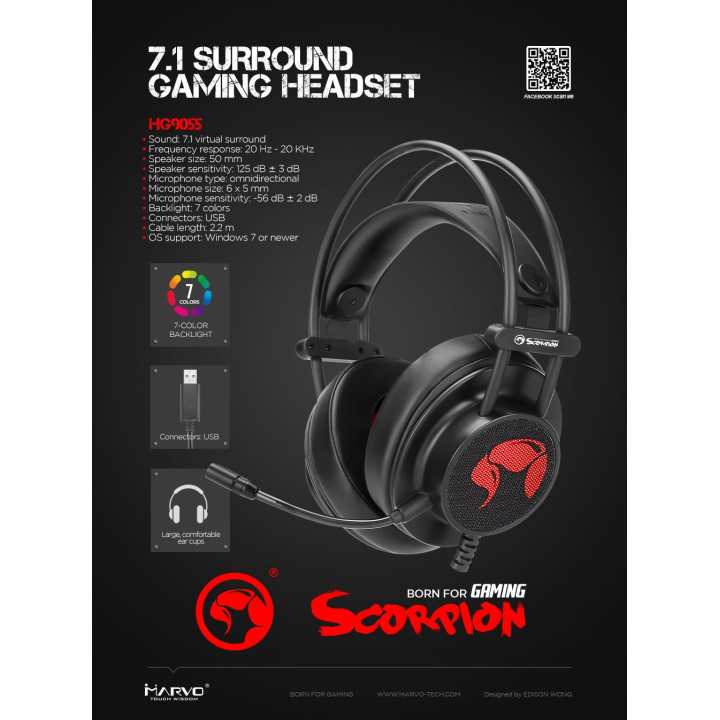 Геймърски слушалки Marvo HG9055 7.1