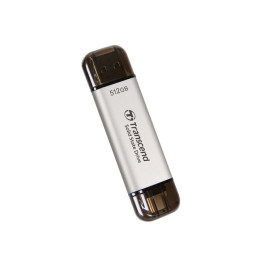Външен SSD диск Transcend 512GB, ESD310S, USB 10Gbps, Type C/A, Silver - TS512GESD310S
