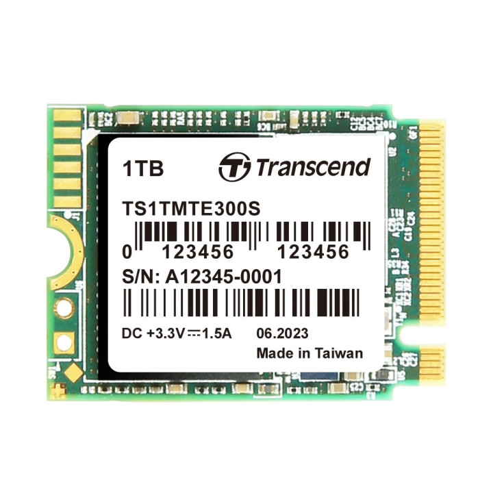 SSD диск Transcend 1TB, M.2 2230, PCIe Gen3x4, NVMe, 3D TLC, DRAM-less - TS1TMTE300S