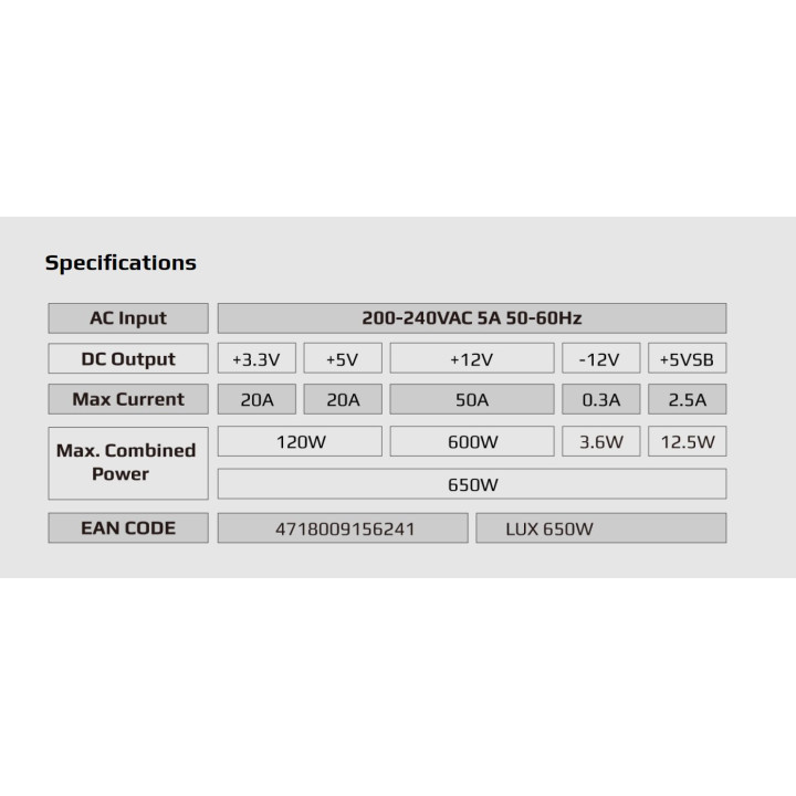 Захранване 650W AeroCool LUX-650W Bronze - ACPB-LD65AEC.11
