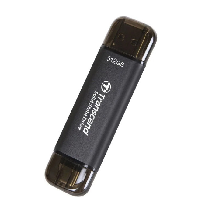Външен SSD диск Transcend 512GB, ESD310C, USB 10Gbps, Type C/A, Black - TS512GESD310C