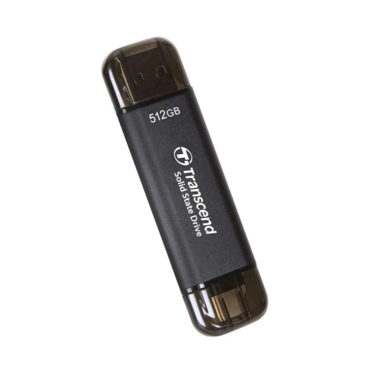 Външен SSD диск Transcend 512GB, ESD310C, USB 10Gbps, Type C/A, Black - TS512GESD310C