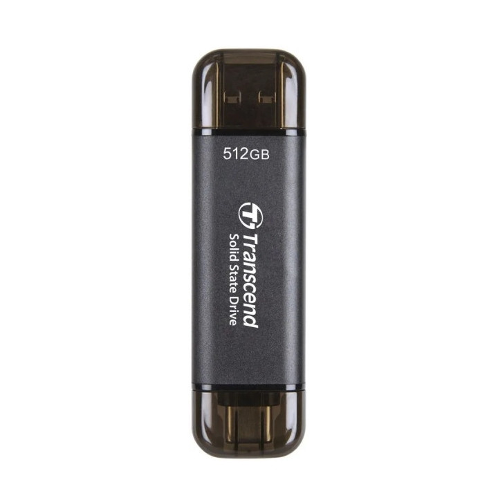 Външен SSD диск Transcend 512GB, ESD310C, USB 10Gbps, Type C/A, Black - TS512GESD310C