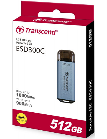 Външен SSD диск Transcend 512GB, USB ESD300C, USB 10Gbps, Type C - TS512GESD300C