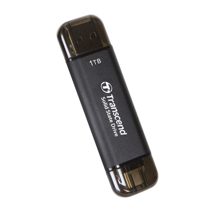 Външен SSD диск Transcend 1TB, ESD310C, USB 10Gbps, Type C/A, Black - TS1TESD310C