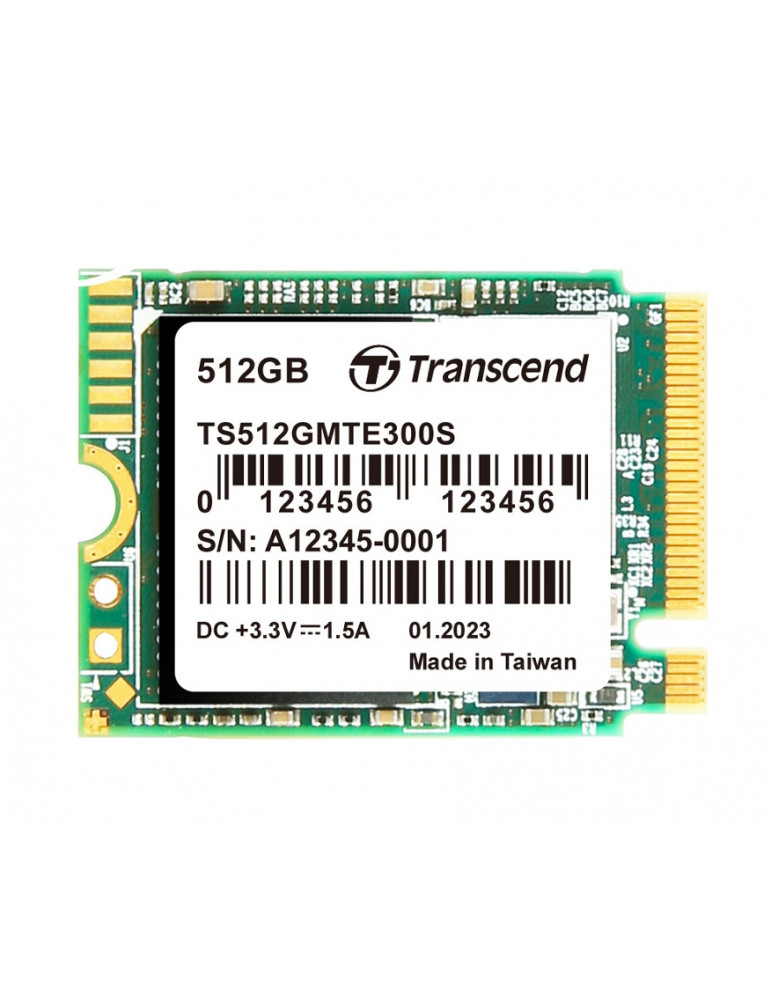 SSD диск Transcend 512GB, M.2 2230, PCIe Gen3x4, NVMe, 3D TLC, DRAM-less - TS512GMTE300S