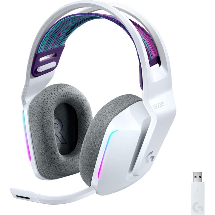 Безжични геймърски слушалки Logitech G733 RGB, бял - 981-000883