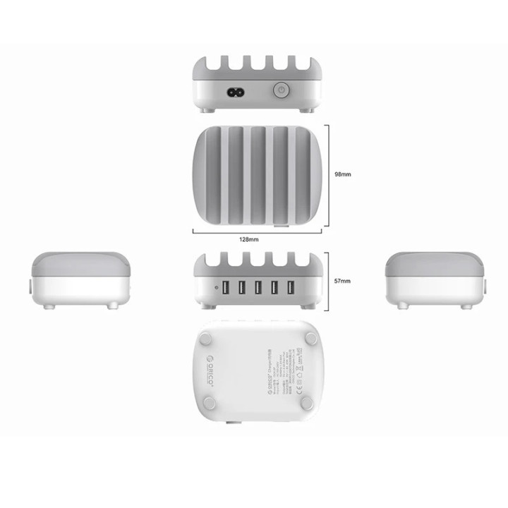 Зарядна станция за мобилни устройства Charger Station 220VOrico 5 x USB 40W White - DUK-5P-EU-WH