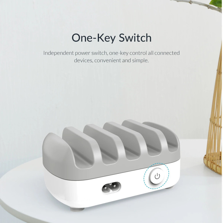 Зарядна станция за мобилни устройства Charger Station 220VOrico 5 x USB 40W White - DUK-5P-EU-WH