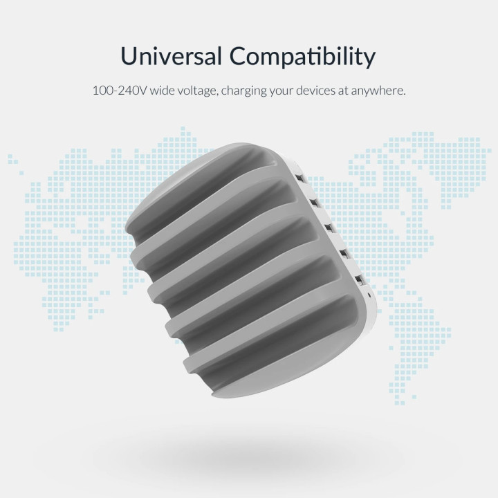 Зарядна станция за мобилни устройства Charger Station 220VOrico 5 x USB 40W White - DUK-5P-EU-WH