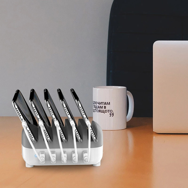 Зарядна станция за мобилни устройства Charger Station 220VOrico 5 x USB 40W White - DUK-5P-EU-WH