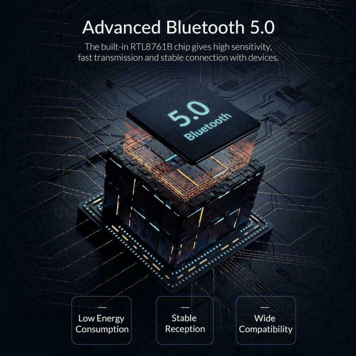 Bluetooth адаптер Orico Bluetooth 5.0 USB, black - BTA-508-BK