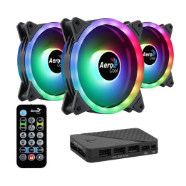 Комплект вентилатори AeroCool 3-in-1 - DUO 12 Pro 3x120mm aRGB с хъб и дистанционно управлениe - ACF3-DU10227.11