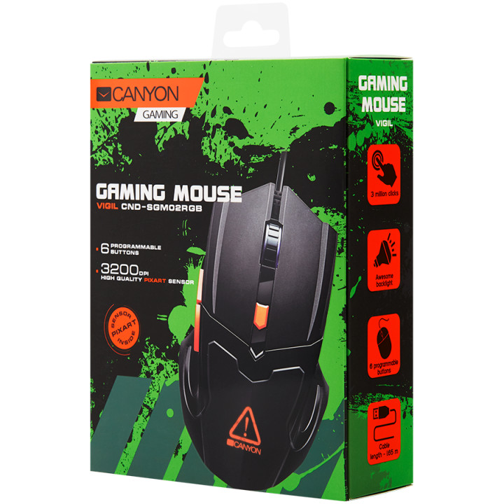 Геймърска мишка Canyon CND-SGM02RGB с 6 програмируеми бутона