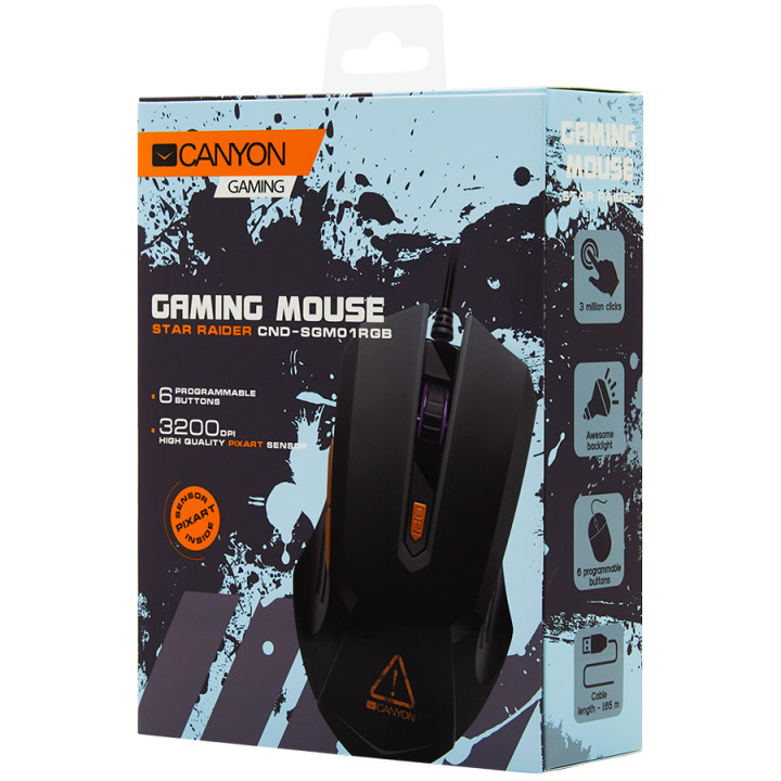 Геймърска мишка Canyon CND-SGM01RGB с 6 програмируеми бутона