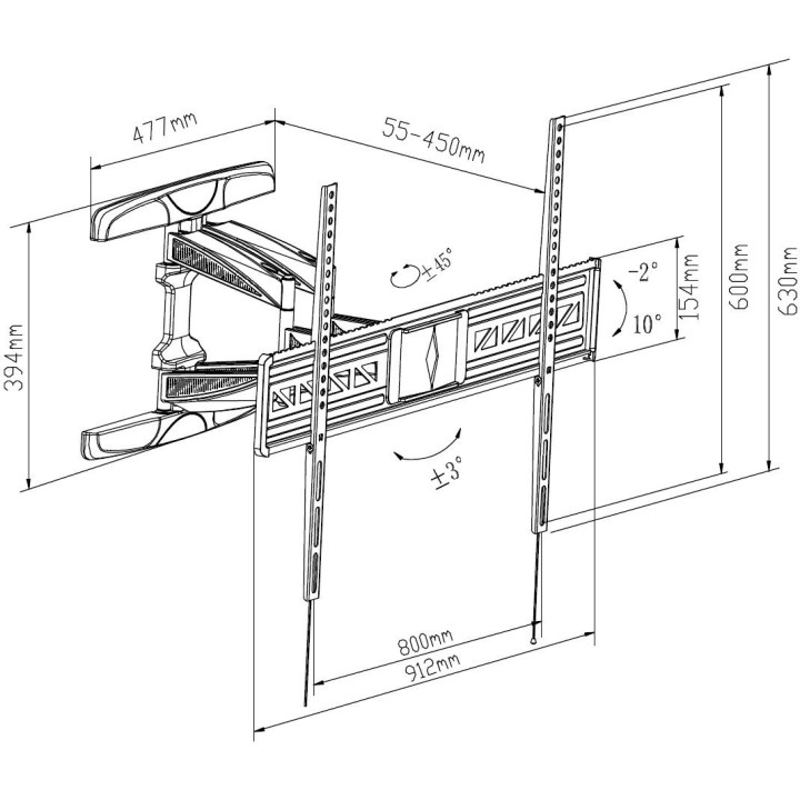 Стенна стойка за телевизор Makki PM92 - Adjustable, 47"-90", 60 kg - TV-PM92