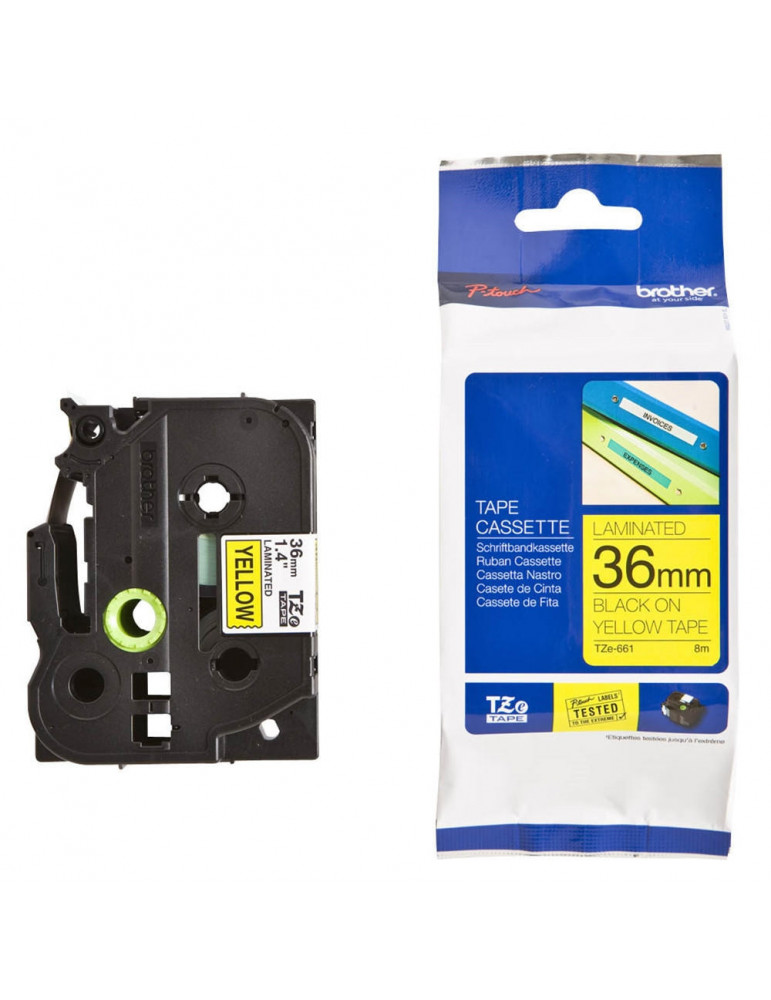 Brother TZe-661 Tape Black on Yellow, Laminated, 36mm, 8 m - Eco