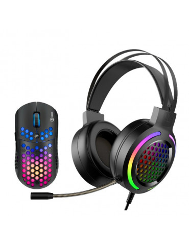 Геймърски комплект слушалки с мишка Marvo COMBO MH01 Black 2-in-1 RGB - MARVO-MH01BK