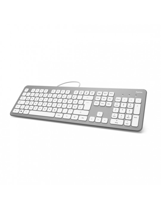 Клавиатура HAMA KC-700, с кабел, USB, кирилизирана, Сребрист/Бял