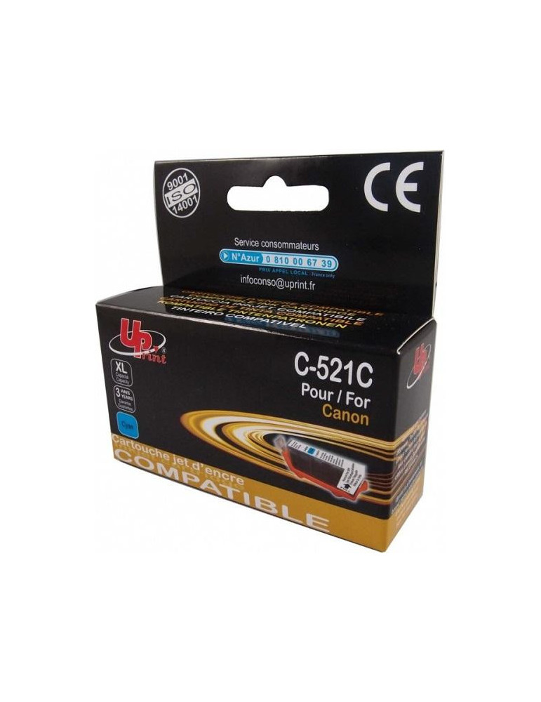 Мастилница UPRINT CLI521 CANON, С чип, Cyan