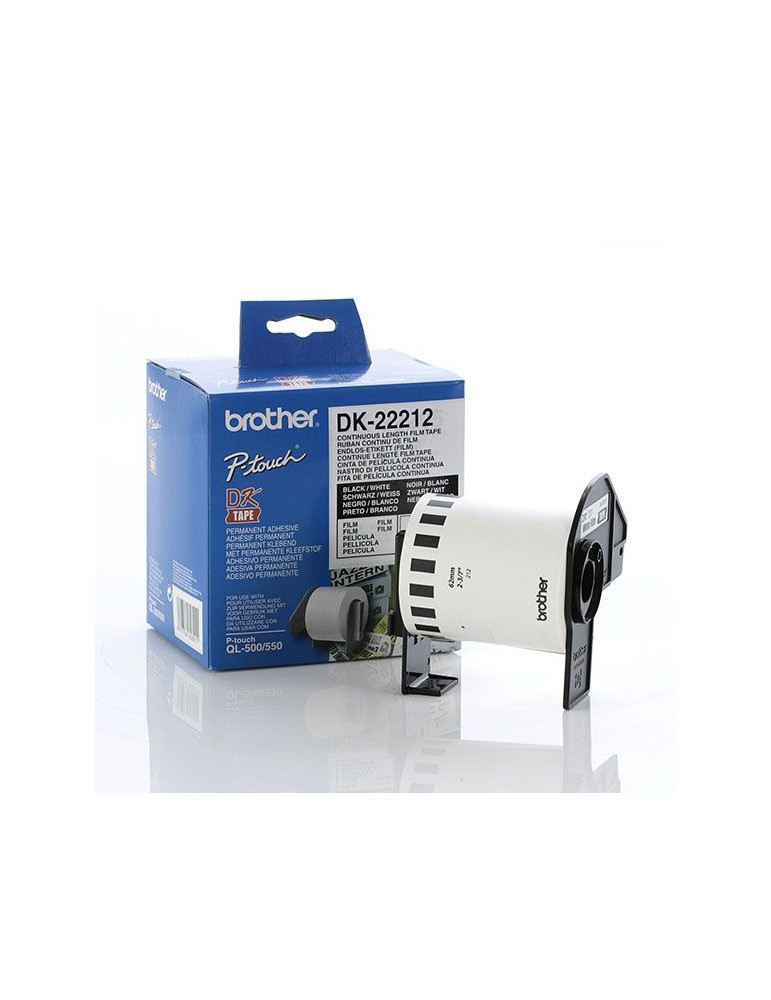 Brother DK-22212 White Continuous Length Film Tape 62mm x 15.24m, Black on White