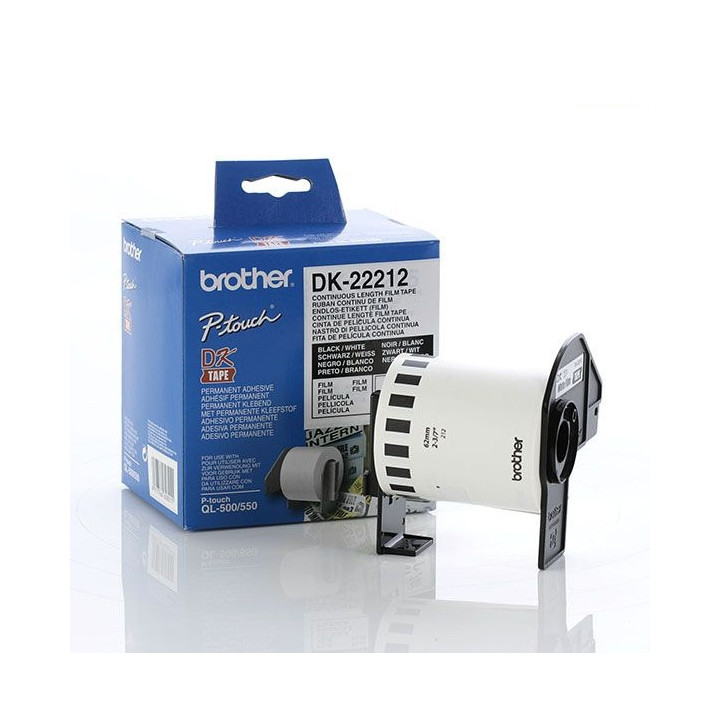 Brother DK-22212 White Continuous Length Film Tape 62mm x 15.24m, Black on White