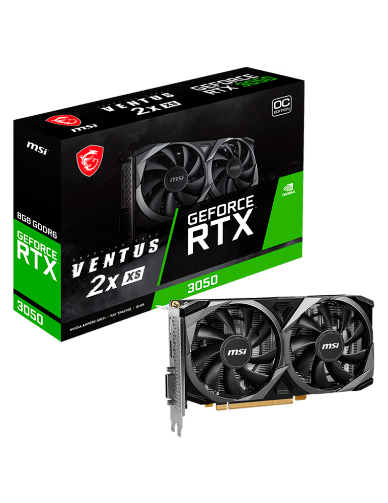 Видео карта MSI Nvidia GeForce RTX 3050 VENTUS 2X XS 8G OC, 8GB GDDR6, 128bit