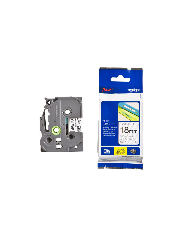 TZ Tape 18mm Black on Clear, Laminated, 8m lenght, for P-Touch