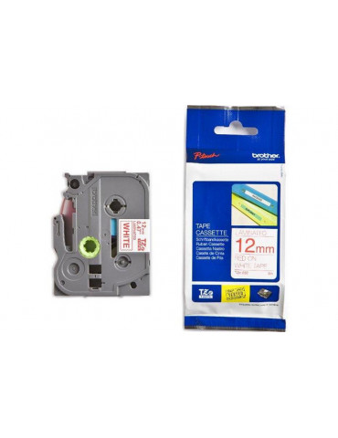 TZ Tape BROTHER 12mm Red on White, Laminated, 8m lenght, for P-Touch