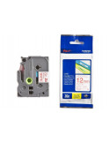 TZ Tape BROTHER 12mm Red on White, Laminated, 8m lenght, for P-Touch