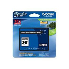 TZ Tape BROTHER 9mm White on Black, Laminated, 8m lenght, for P-Touch