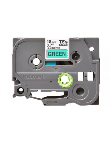 TZ Tape BROTHER 18mm Black on Green, Laminated, 8m lenght, for P-Touch
