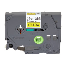 TZ Tape 12mm BLACK  ON YELLOW FLEXIBLE ID for P-Touch