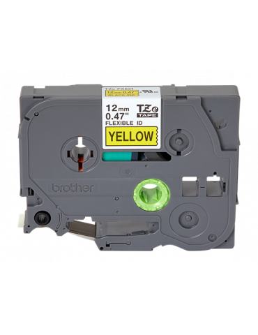 TZ Tape 12mm BLACK  ON YELLOW FLEXIBLE ID for P-Touch