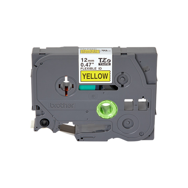 TZ Tape 12mm BLACK  ON YELLOW FLEXIBLE ID for P-Touch