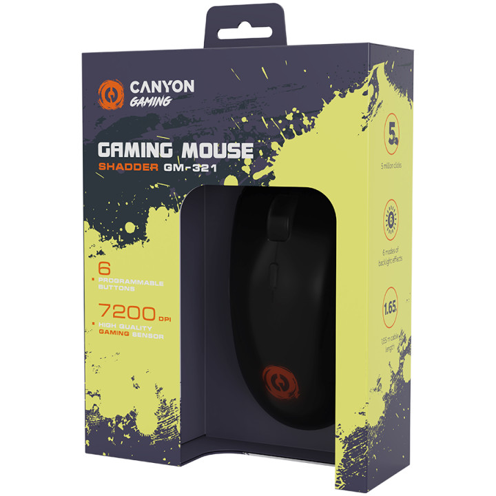 Геймърска мишка Canyon Shadder GM-321, Black - CND-SGM321