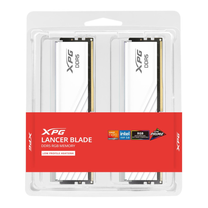 RAM памети Adata 16GB (2x8GB) DDR5 6000MHz, XPG LANCER Blade RGB, 1.35V, White - AX5U6000C3016G-DTLABRWH