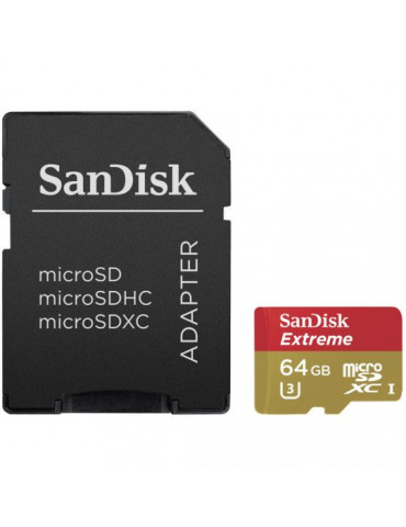 Карта памет 64GB Sandisk Extreme 90 mb/s micro SD с Adapter