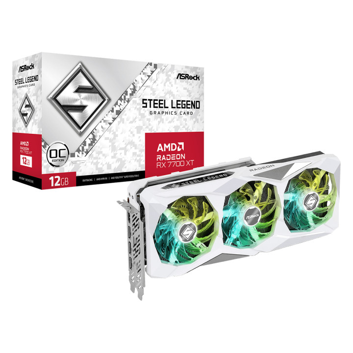 Видео карта AsRock AMD Radeon RX 7700 XT Steel Legend 12GB GDDR6 - RX7700XT SL 12GO