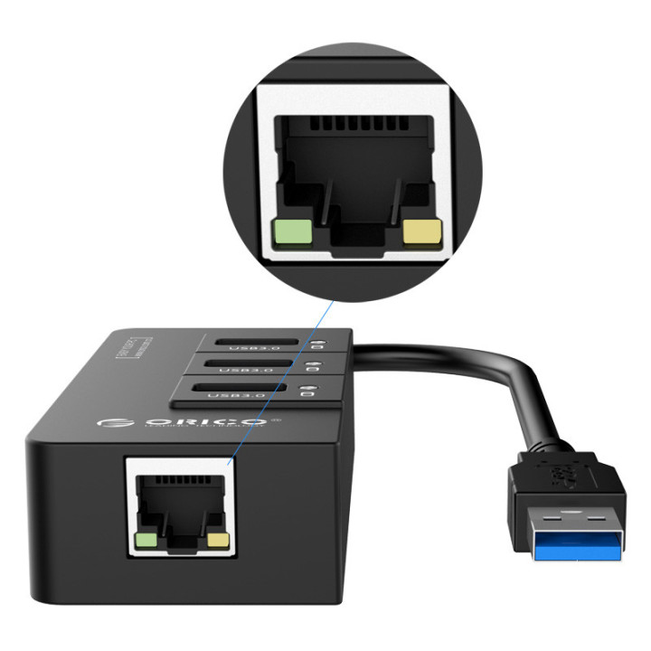 Orico хъб USB3.0 HUB 4 port   LAN - HR01-U3