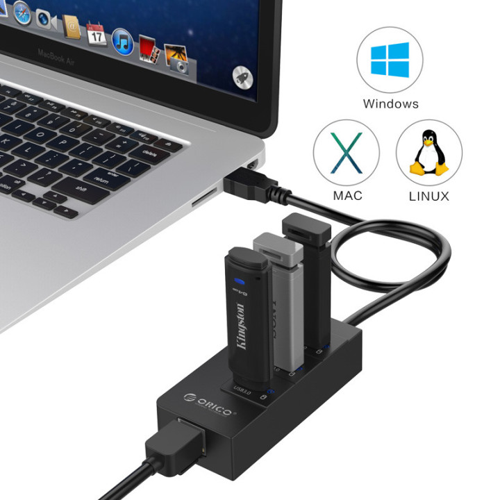 Orico хъб USB3.0 HUB 4 port   LAN - HR01-U3
