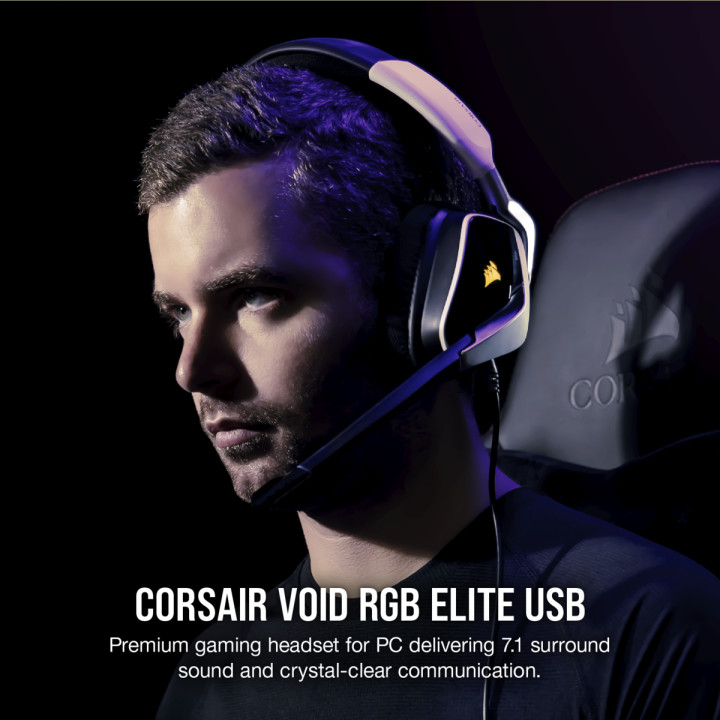 Геймърски слушалки Corsair VOID RGB ELITE USB бял - CA-9011204-EU