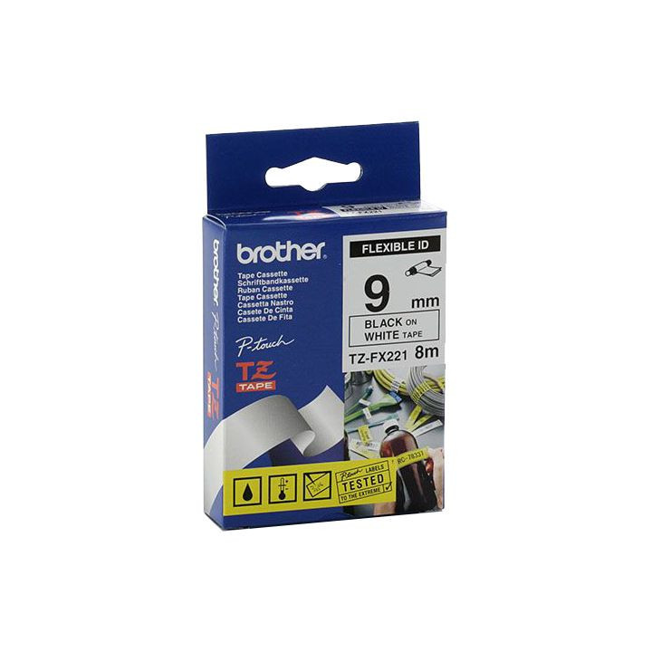 TZ Tape BROTHER 9mm Black on White, Flexible, for P-Touch