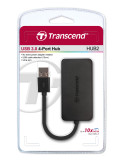 USB 3.0 4-портов хъб Transcend USB 3.0, 4-Port HUB, Ultra slim and portable, Black