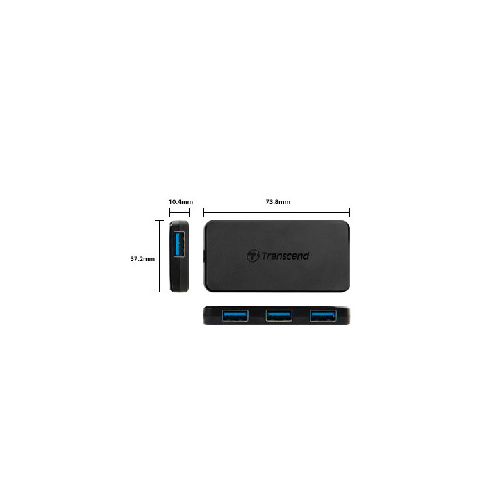 USB 3.0 4-портов хъб Transcend USB 3.0, 4-Port HUB, Ultra slim and portable, Black